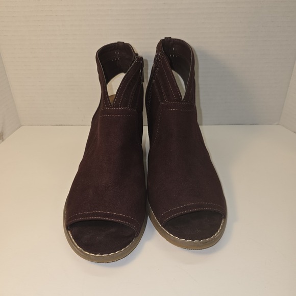 Sonoma Thelma Burgundy Suede Peep Toe Ankle Booties Women's Size 8.5M - Picture 1 of 6